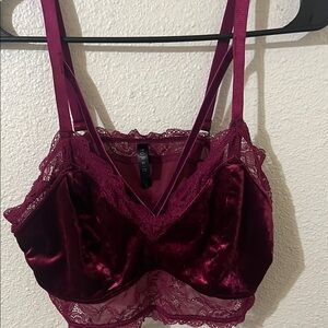 Lace Velvet Bralette in Burgundy
